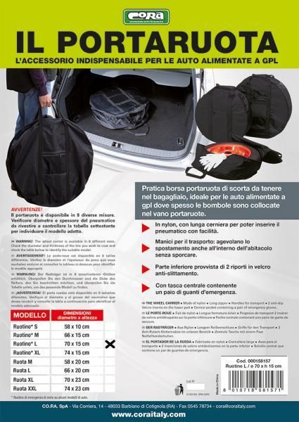Cora Borsa porta RUOTA AUTO diametro 70 cm altezza 15 cm