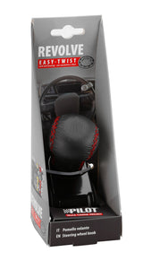 Pilot Revolve, pomello volante in pelle con cuciture rosse, staffa nera