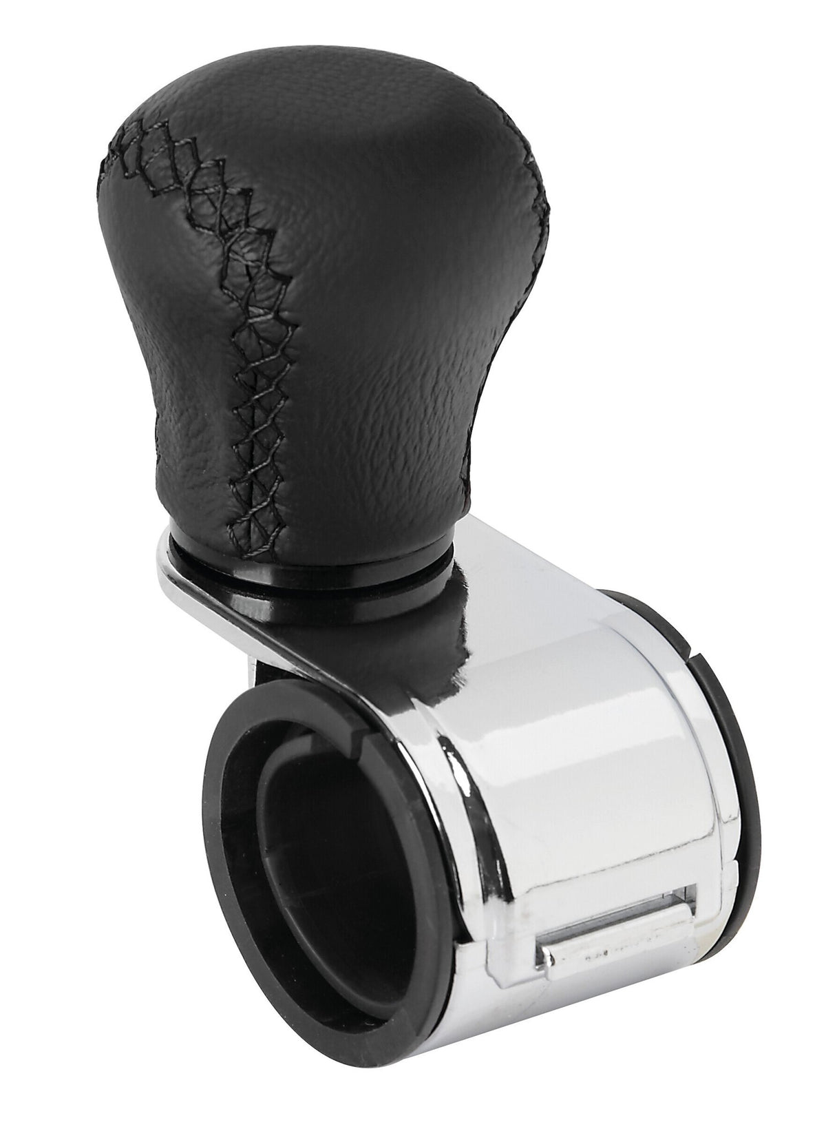 Pilot Revolve, pomello volante in pelle con cuciture nere, staffa cromata