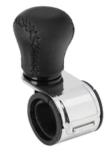 Pilot Revolve, pomello volante in pelle con cuciture nere, staffa cromata