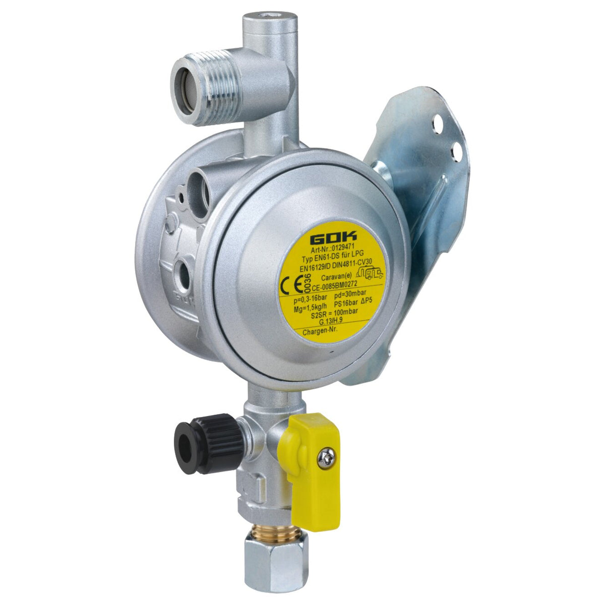 GOK Regolatore gas Caramatic BasicOne 30 mbar 1,5 kg/h con rubinetto M20x1,5