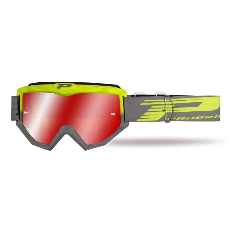 Progrip Maschera Motocross 3201-347 FL Giallo Fluo/Grigio Lente a Specchio