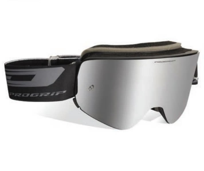 Progrip Maschera Motocross 3205-178 Nero Opaco/Argento Specchio Magnetica