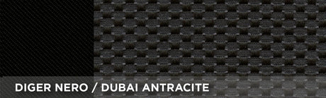 Cora Complete series of Travel seat covers in anthracite/black cotton blend fabric