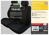 Serie completa de fundas de asiento de viaje Cora en tejido de mezcla de algodón antracita/negro