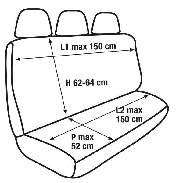 Cora Universal 3-seater rear van seat cover in black cotton blend fabric