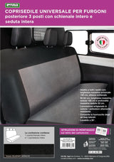 Cora Universal 3-seater rear van seat cover in black cotton blend fabric