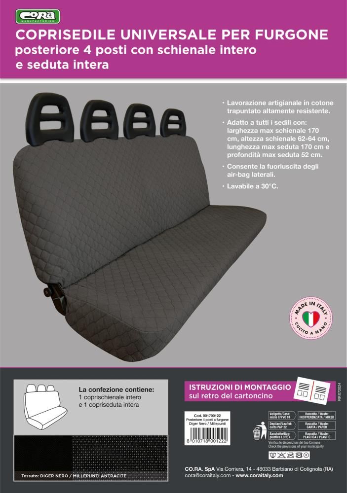 Cora Van Seat Covers Rear 4 Seater Universal Millepunti
