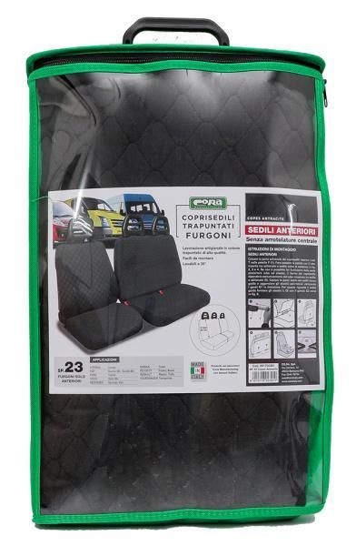 Cora Van Seat Covers Size SP23 Black Quilted Cotton Fabric