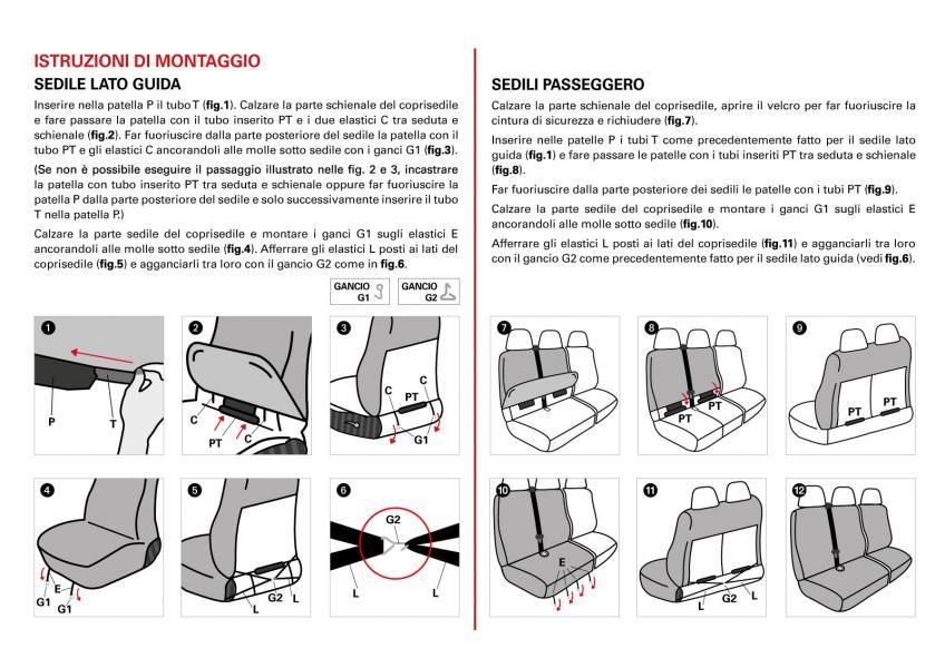 Cora Coprisedili per furgoni tg. SP24 tessuto cotone trapuntato grigio