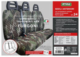 Fundas de asiento para furgoneta Cora, tamaño SP24, tela de poliéster acolchada con camuflaje