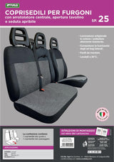 Fundas de asiento para furgoneta Cora, talla SP25, mezcla de algodón negro