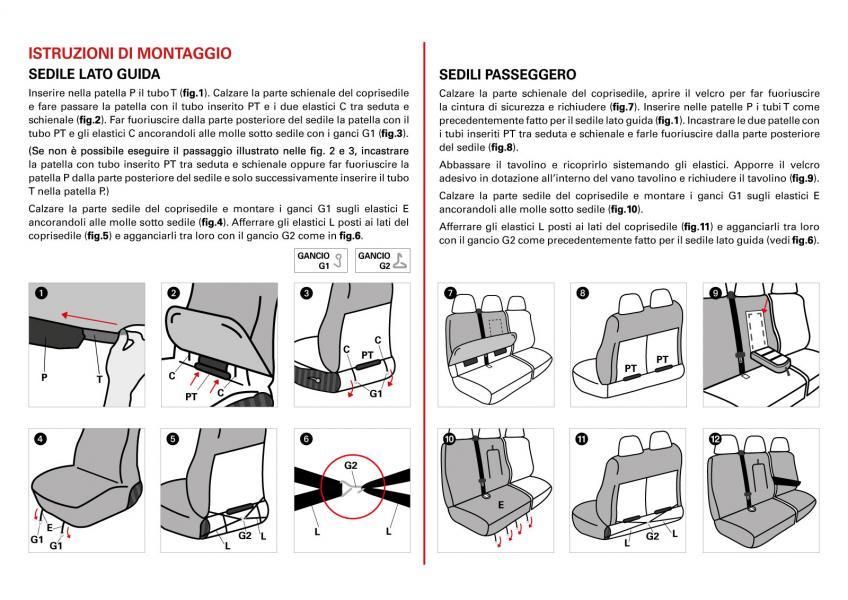 Cora Coprisedili per furgoni tg. SP25 tessuto cotone trapuntato avio