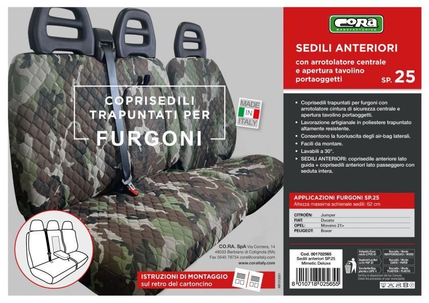 Cora Van Seat Covers Size SP25 Camouflage Quilted Polyester Fabric