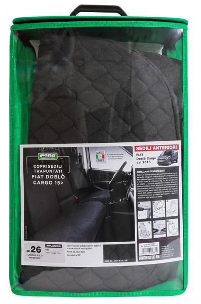 Fundas de asiento para furgoneta Cora, talla SP26, tela de algodón acolchada color antracita