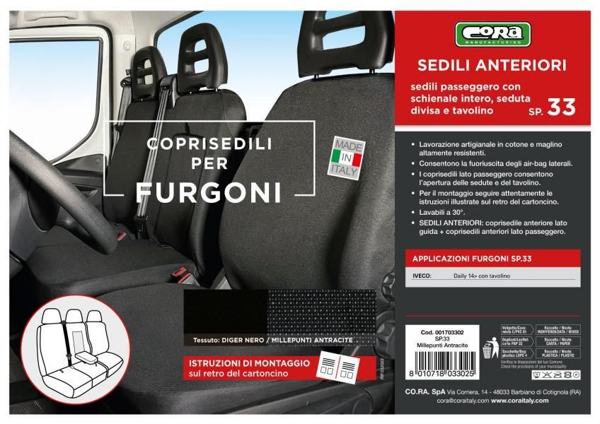 Cora Coprisedili per furgoni tg. SP33 tess. misto cotone nero