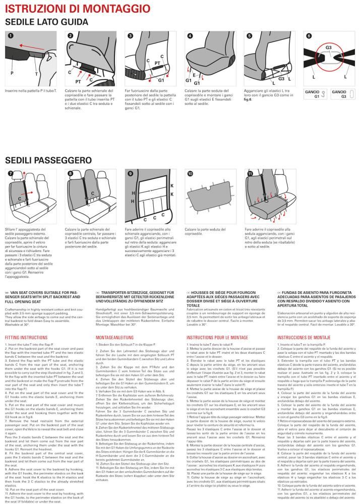 Fundas de asiento para furgoneta Cora Sp34 con banco y asiento interior Millepunti