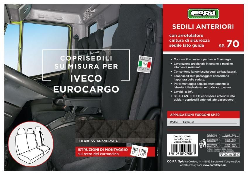 Cora Coprisedili per camion tg. SP70 tess. cotone trapuntato antracite