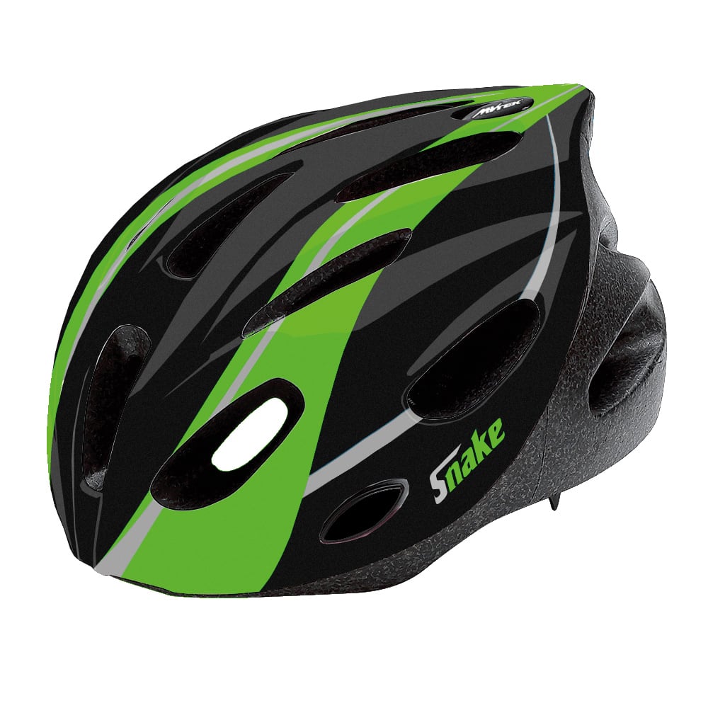 Mvtek Casco Bicicletta SNAKE II Nero-Verde M