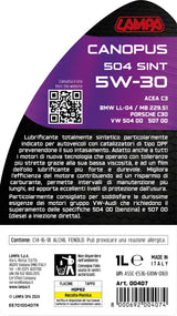 Lampa Canopus 504 Sint 5W-30, olio motore auto - 1 L 00407