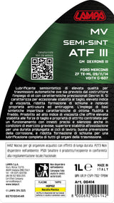 Lampa MV Semi-Sint ATF III, olio trasmissioni automatiche - 1 L 00414
