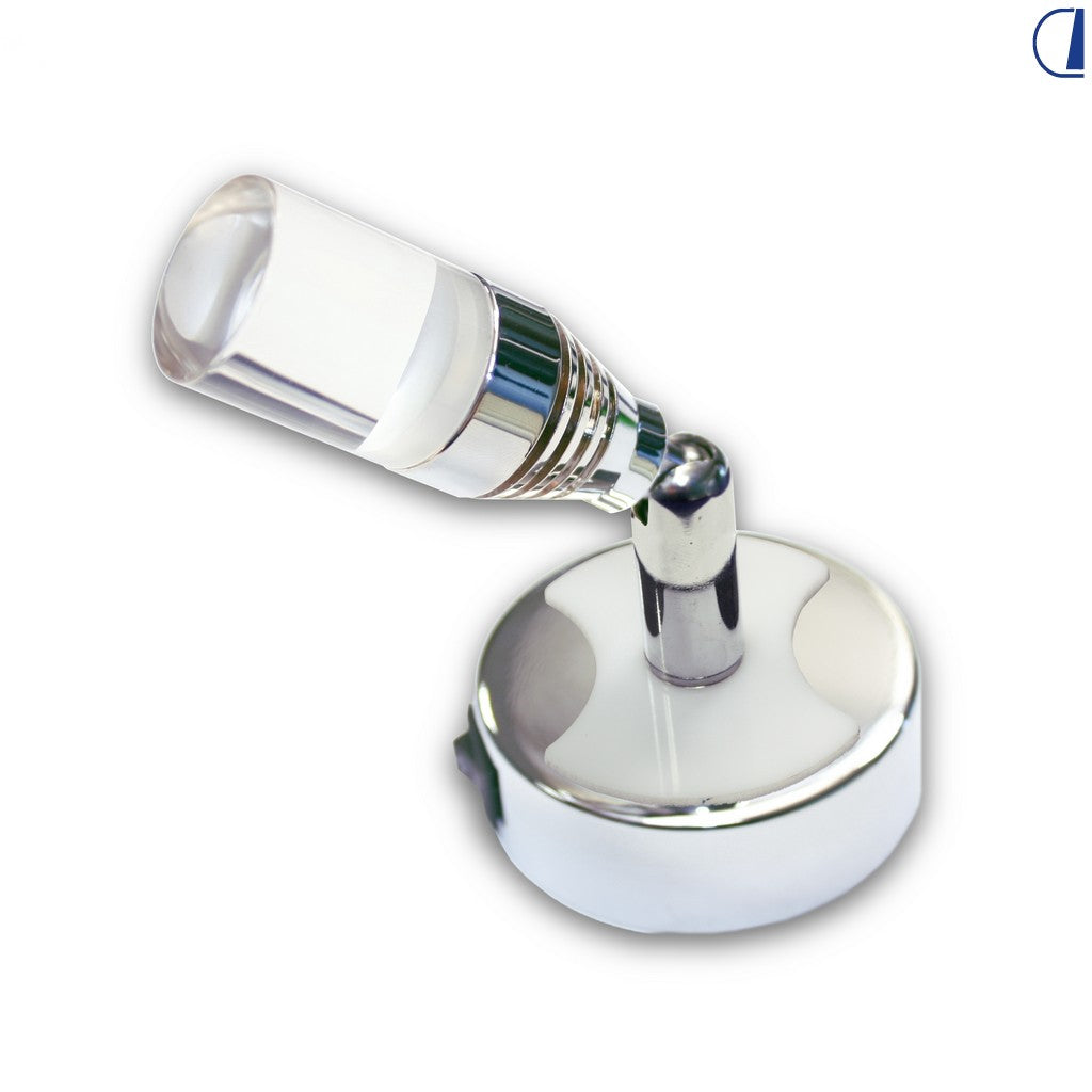 Faretto orientabile con testa acrilica e luce notturna blu