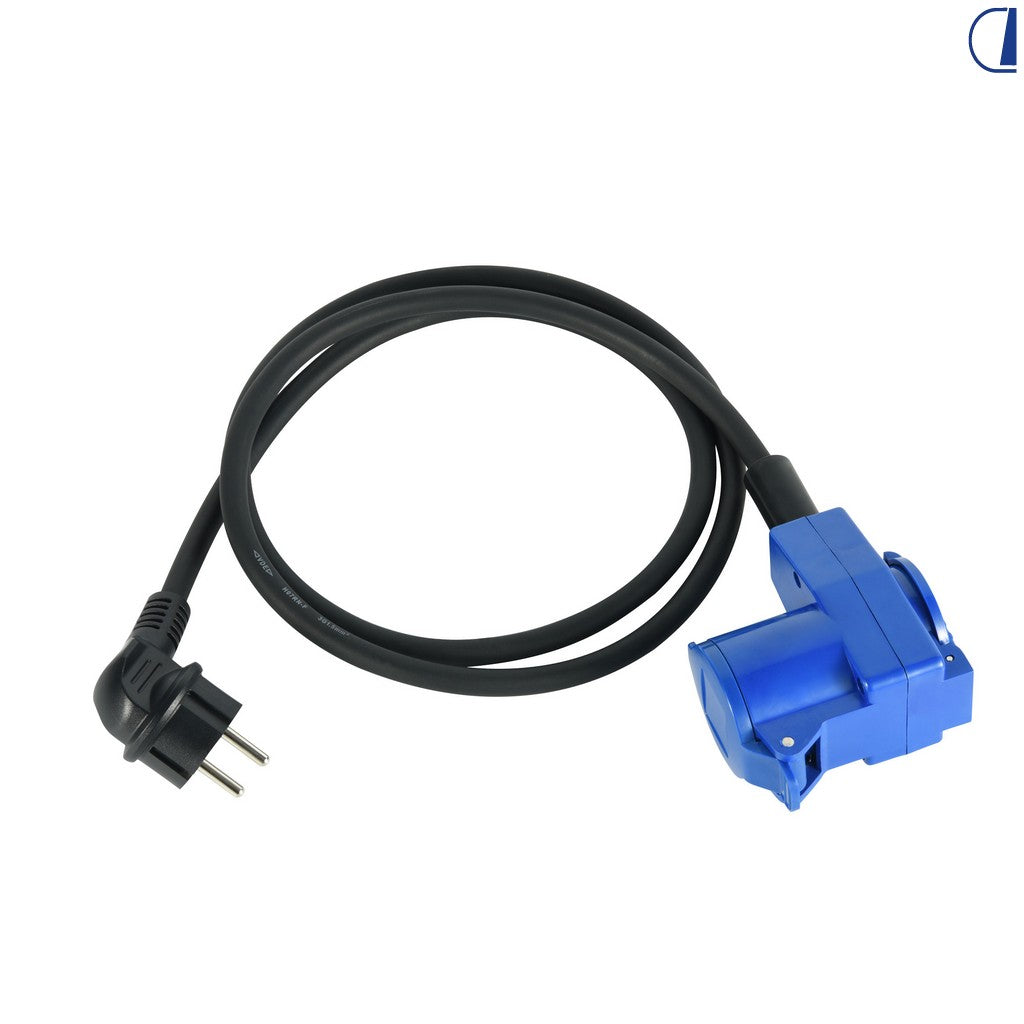 Di-Tec Prolunga adattatore Schuko maschio a CEE 16A + Schuko femmina 1,5 m