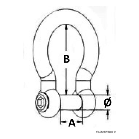 Osculati zither shackle with recessed pin for boat anchors with Allen key 01.081.06