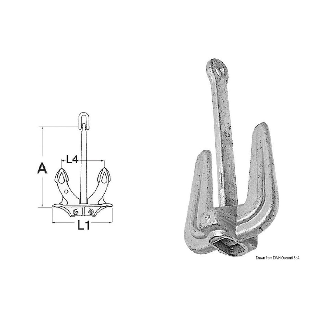 Osculati Classic Hall Anchor from 4 to 2.5 kg 01.142.04