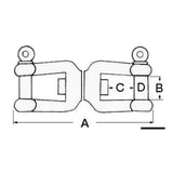 Osculati AISI 316 stainless steel swivel mirror polished shackle/shackle 01.428.99