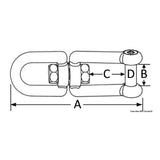 Osculati AISI316 stainless steel swivel, polished, eye/shackle with flush pin 01.438.00