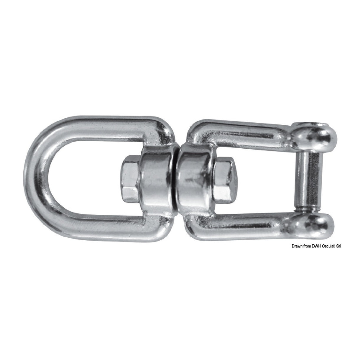 Osculati AISI316 stainless steel swivel, polished, eye/shackle with flush pin 01.438.00