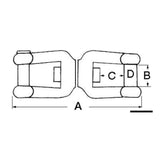 Osculati Girella in acciaio inox AISI316 lucidate grillo/grillo con perno a filo 01.439.00
