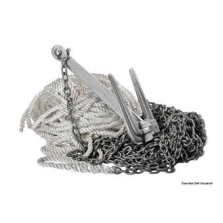 Osculati Hall anchor kit for boats consisting of rope, chain, joint and anchor 01.710.01
