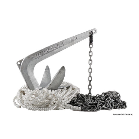 Osculati Trefoil boat anchor kit consisting of rope, chain, joint and anchor 01.800.01