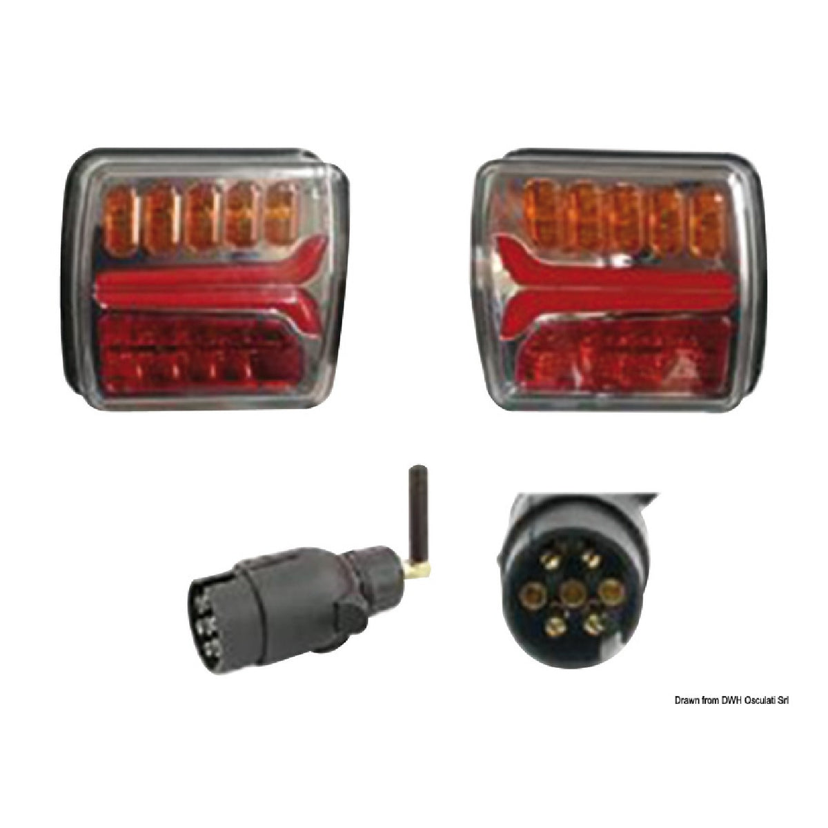 Osculati Kit de luces LED para carretilla de remolque autónoma sin cables 02.023.24