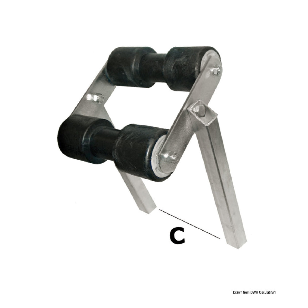 Osculati Zentral neigbarer Kielanhänger Rollenrohr 30 x 30 mm 02.030.30