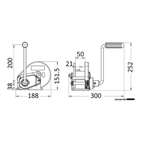Rock Winch for launching boats with automatic lock