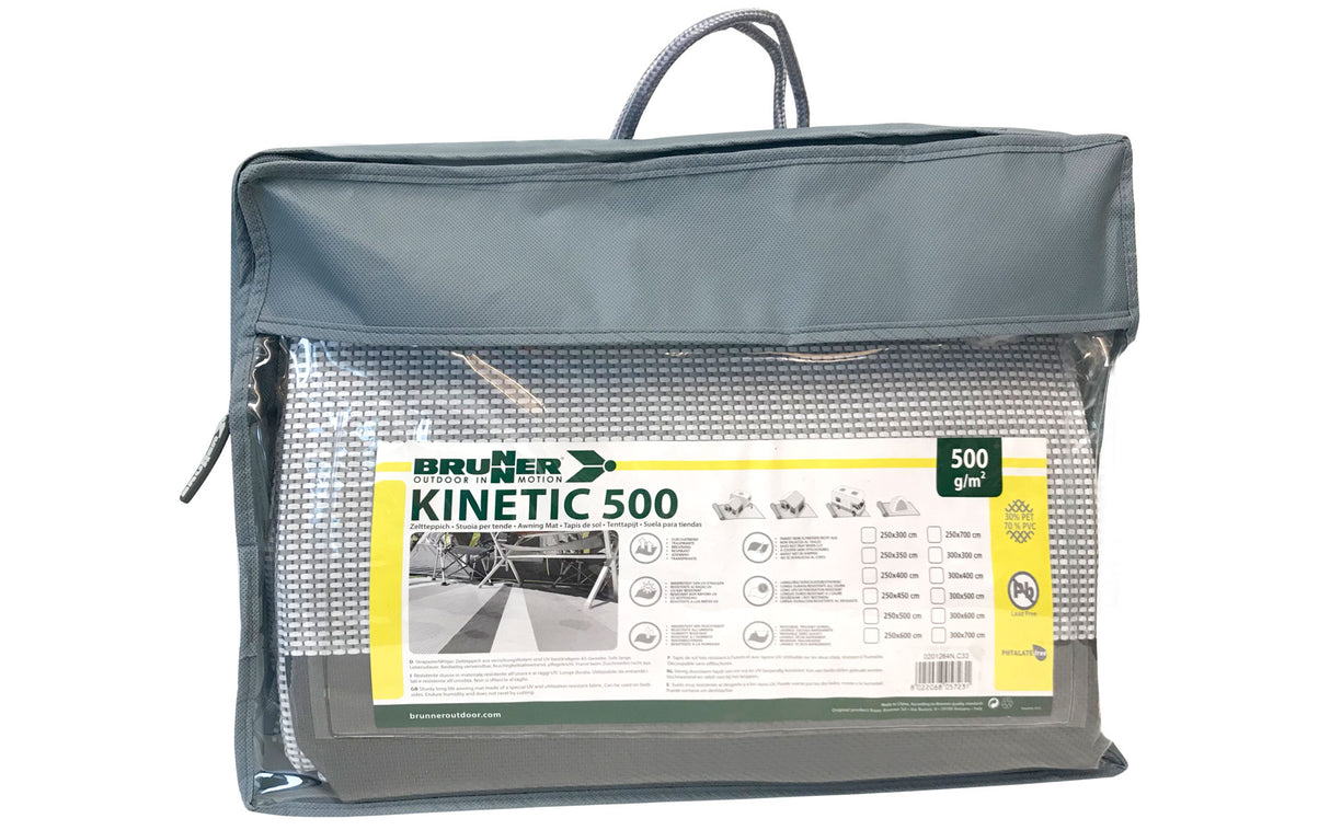 Colchoneta de camping Brunner Kinetic 500 para autocaravanas y caravanas, 250 x 500 cm, gris