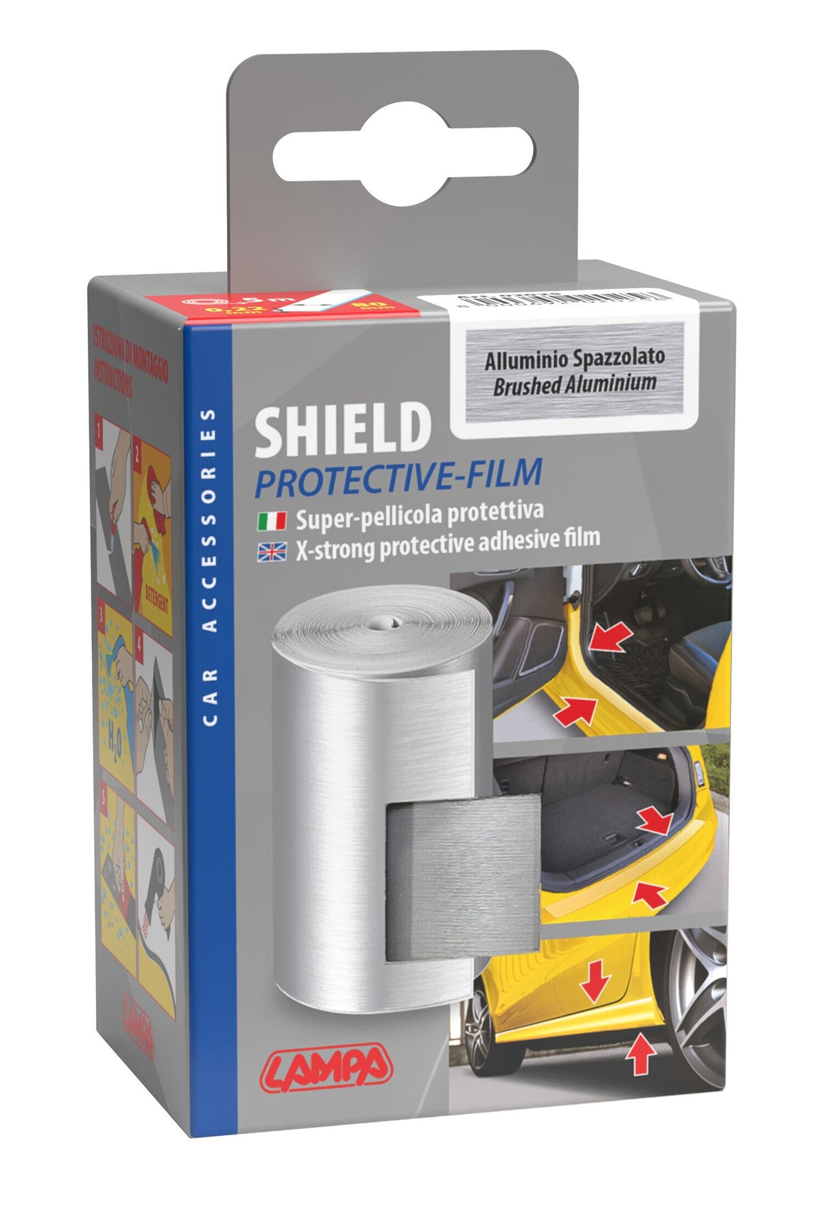 Lampa Shield, super-pellicola protettiva adesiva - Alluminio spazzolato 02025