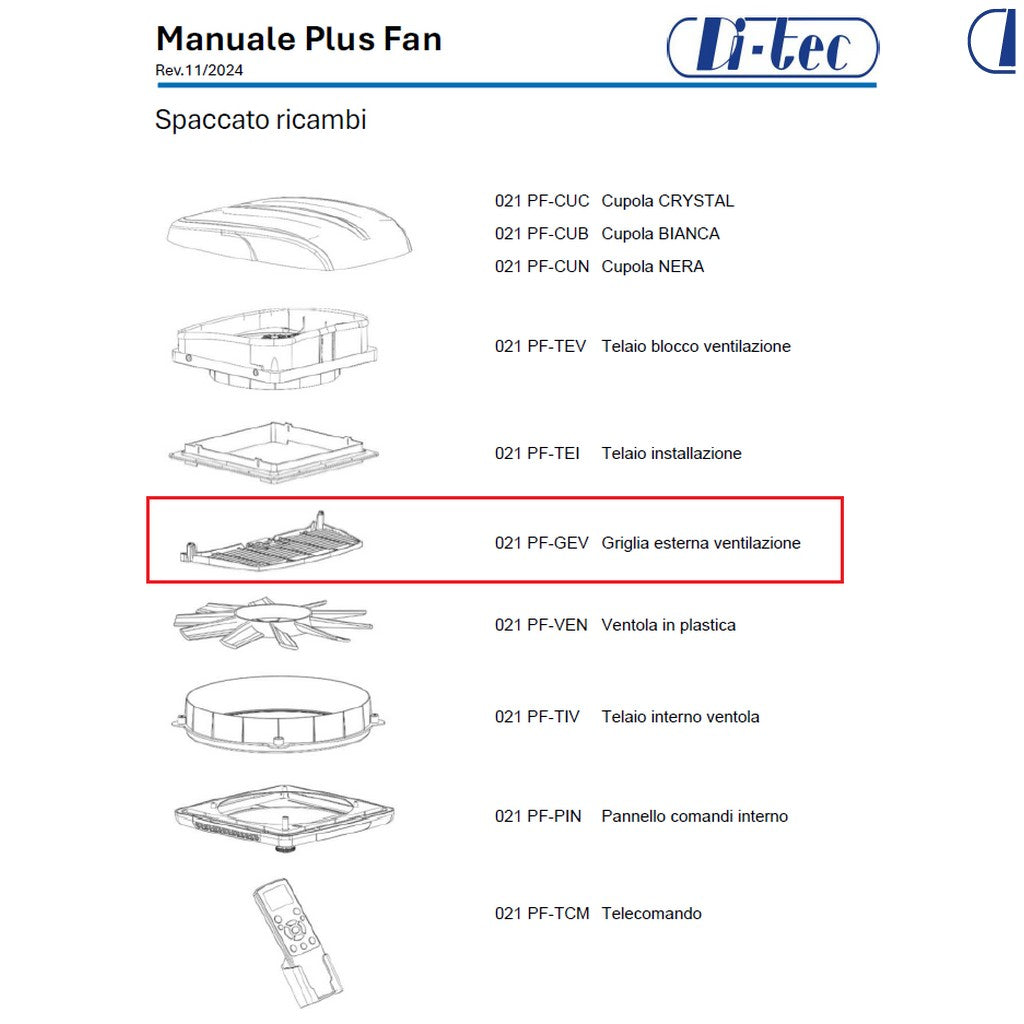 Di-Tec Griglia esterna di ventilazione per aeratore Plus Fan