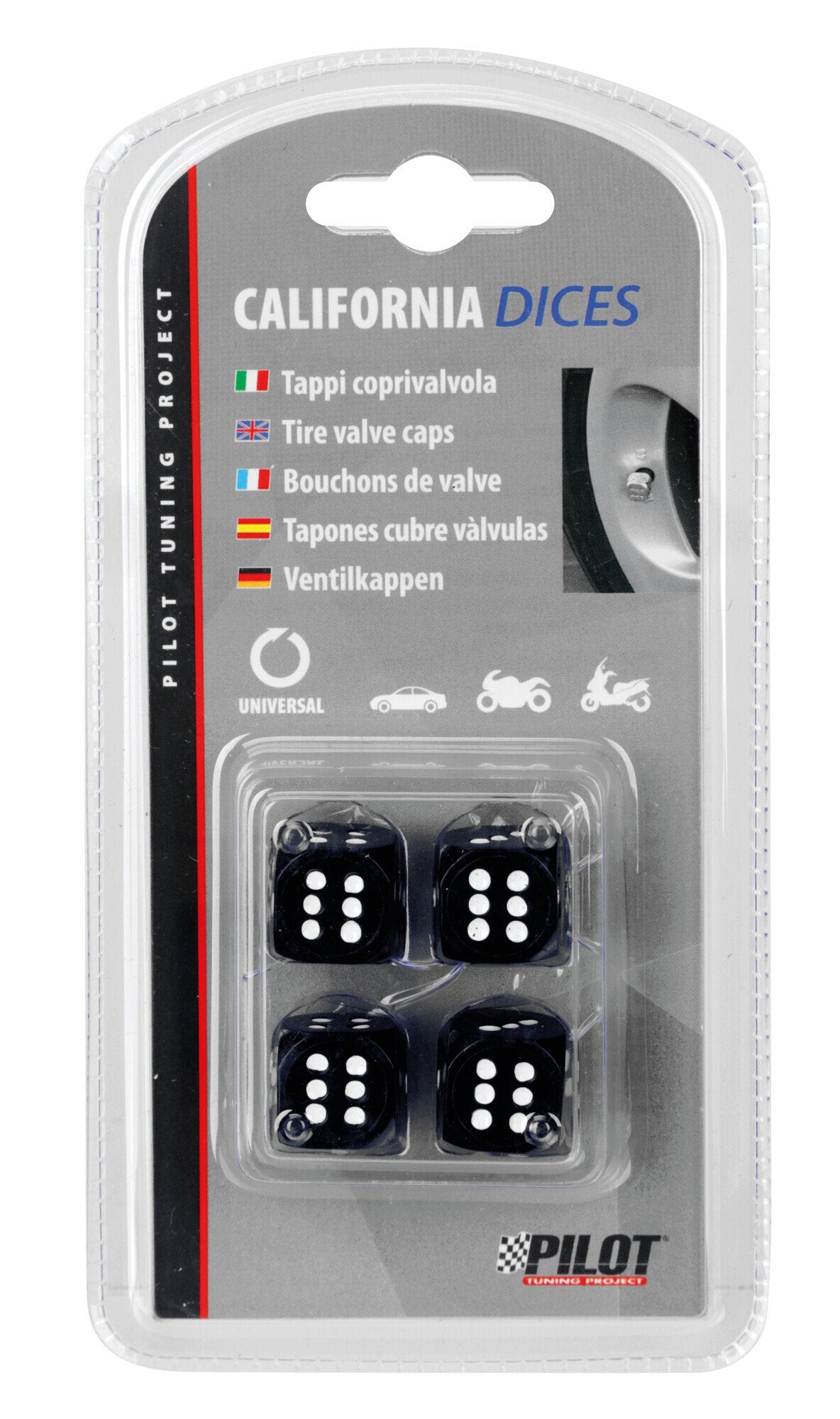 Pilot California-Dices, set 4 tappi coprivalvola - Nero