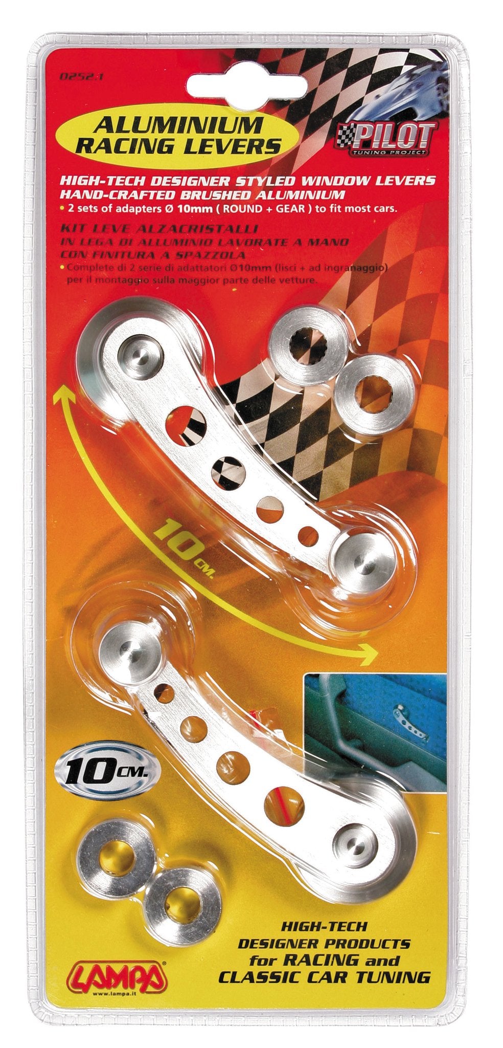 Pilot Racing Levers, kit leve alzacristalli - 10 cm - Alluminio