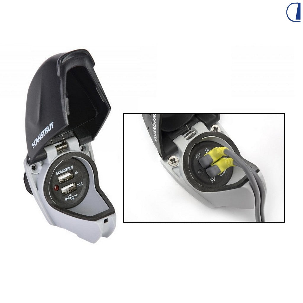 Di-Tec Doppia presa USB-A 5V 2×2,1A IPX4 per camper