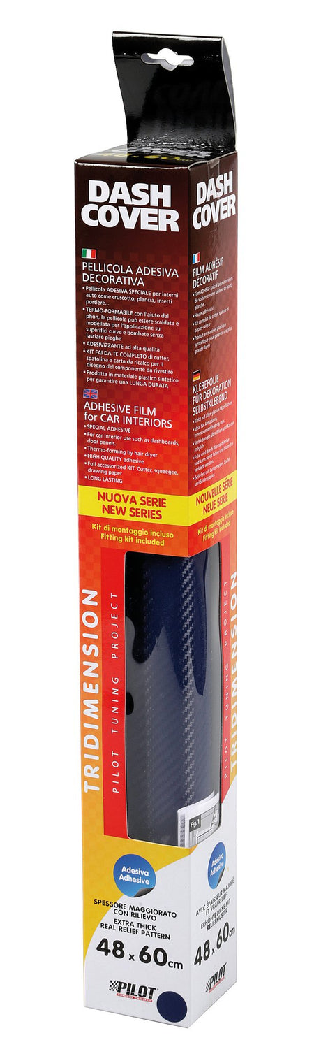 Pilot Tri-Dimension, pellicola adesiva cm 48x60 - Carbon-fibre - Blu