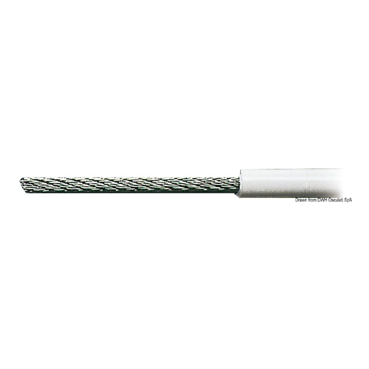 Osculati AISI 316 stainless steel cable coated in white PVC 49 strands 03.180.06