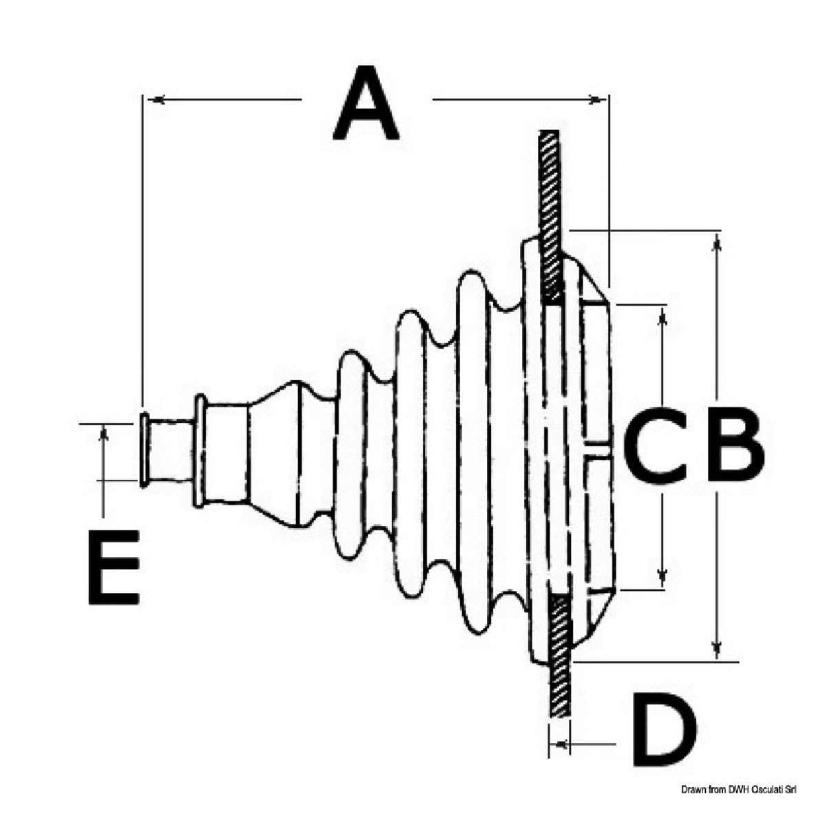 Osculati Soffietto passacavo piccolo in gomma antisalino Dutral 03.413.00