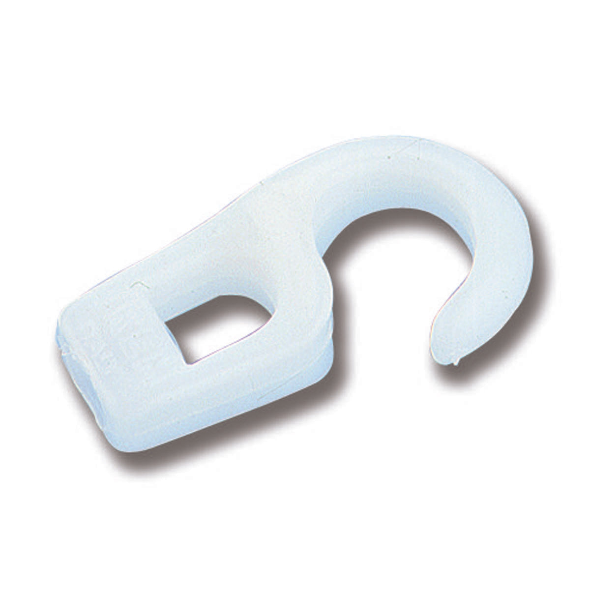 Tremolohaken aus weißem Nylon. Paketgewicht 0,65 kg. Weiß. 50 Stück.