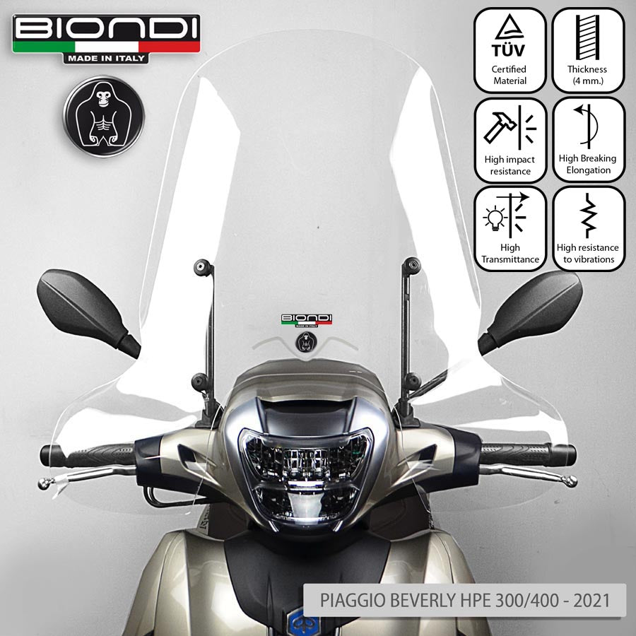 Biondi Parabrezza Ricambio Club Piaggio Beverly 300/400 HPE 2021-2025 Trasparente