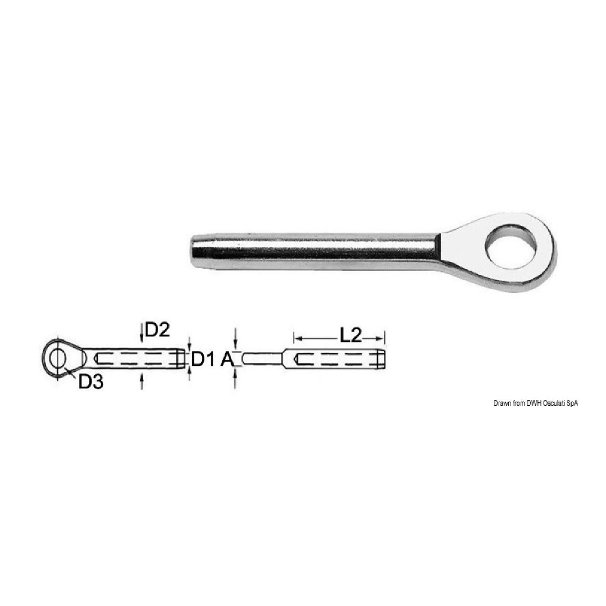 Osculati Press-on eye terminal in AISI 316 stainless steel 05.190.03